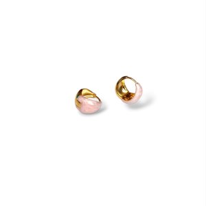 Pink Enamel Plated Round Earrings - Trendy Jewelry for Women