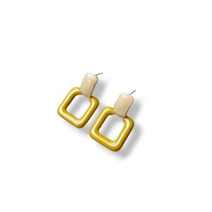 Green Square Earrings - Elegant Retro Style